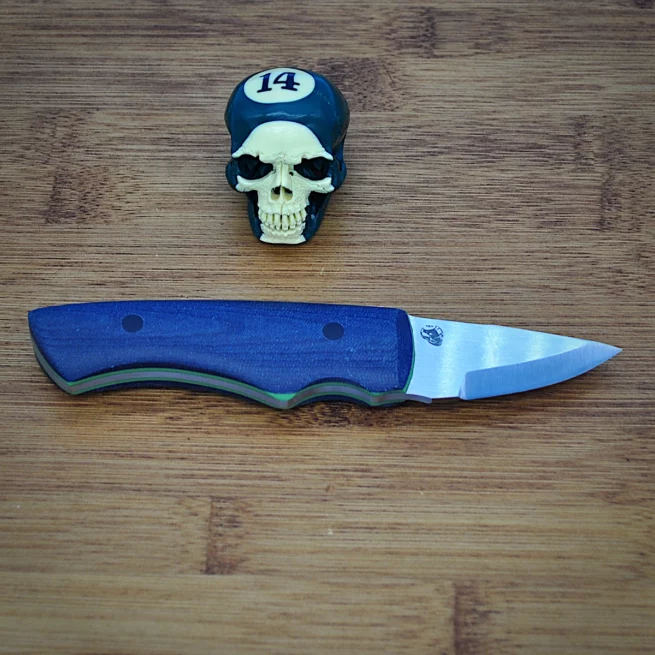 Blue denim micarta Broken Biscuit Carving Knife